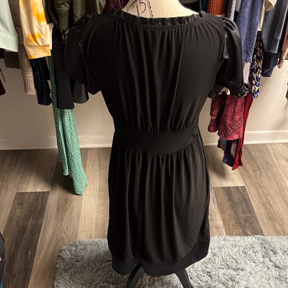 Y2K Puff Sleeve Satin Hem Babydoll Dress - Picture 2 of 15